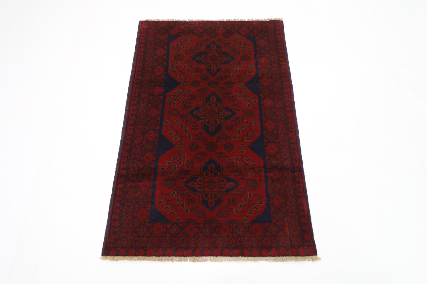 80 x 122 cm | Red Khal Mohammadi Afghan Tribal Hand Knotted Wool Carpet