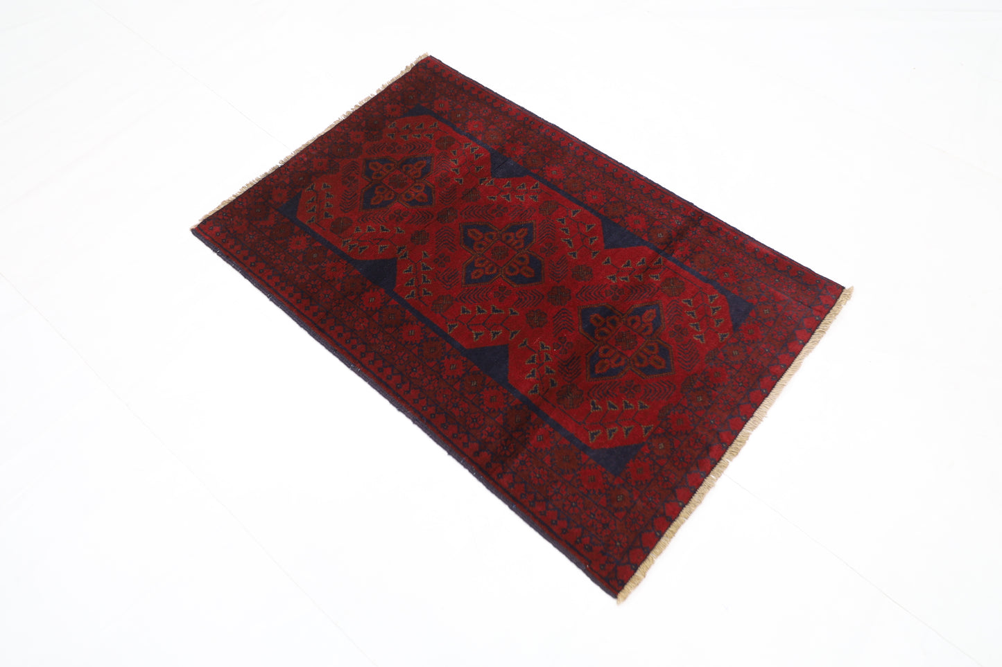 80 x 122 cm | Red Khal Mohammadi Afghan Tribal Hand Knotted Wool Carpet