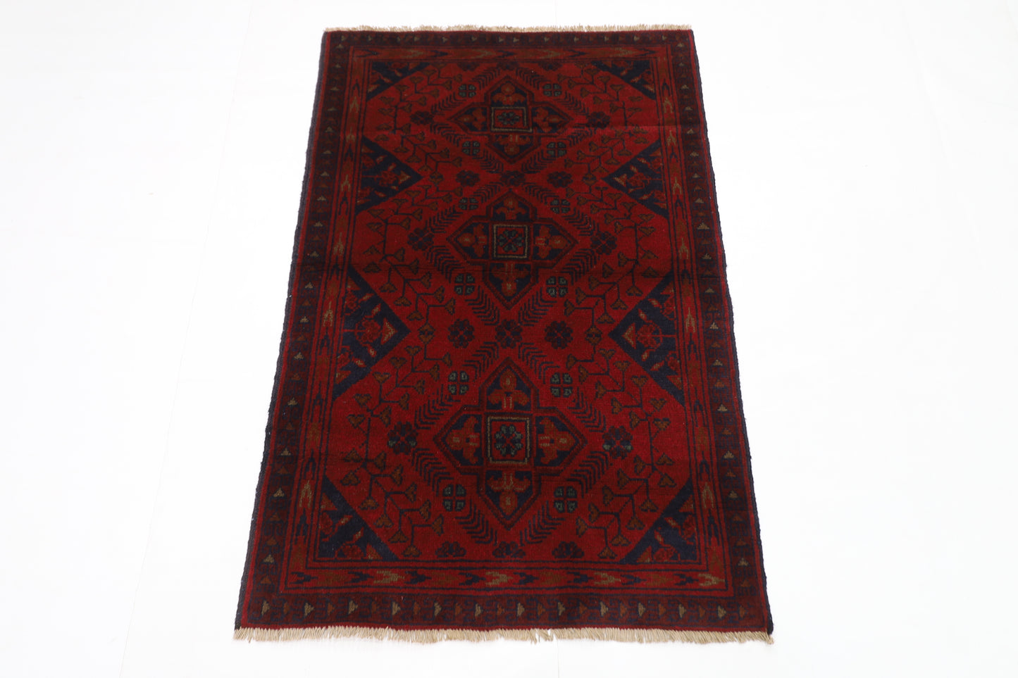 80 x 122 cm | Red Khal Mohammadi Afghan Tribal Hand Knotted Wool Carpet