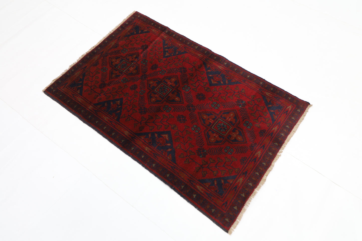 80 x 122 cm | Red Khal Mohammadi Afghan Tribal Hand Knotted Wool Carpet