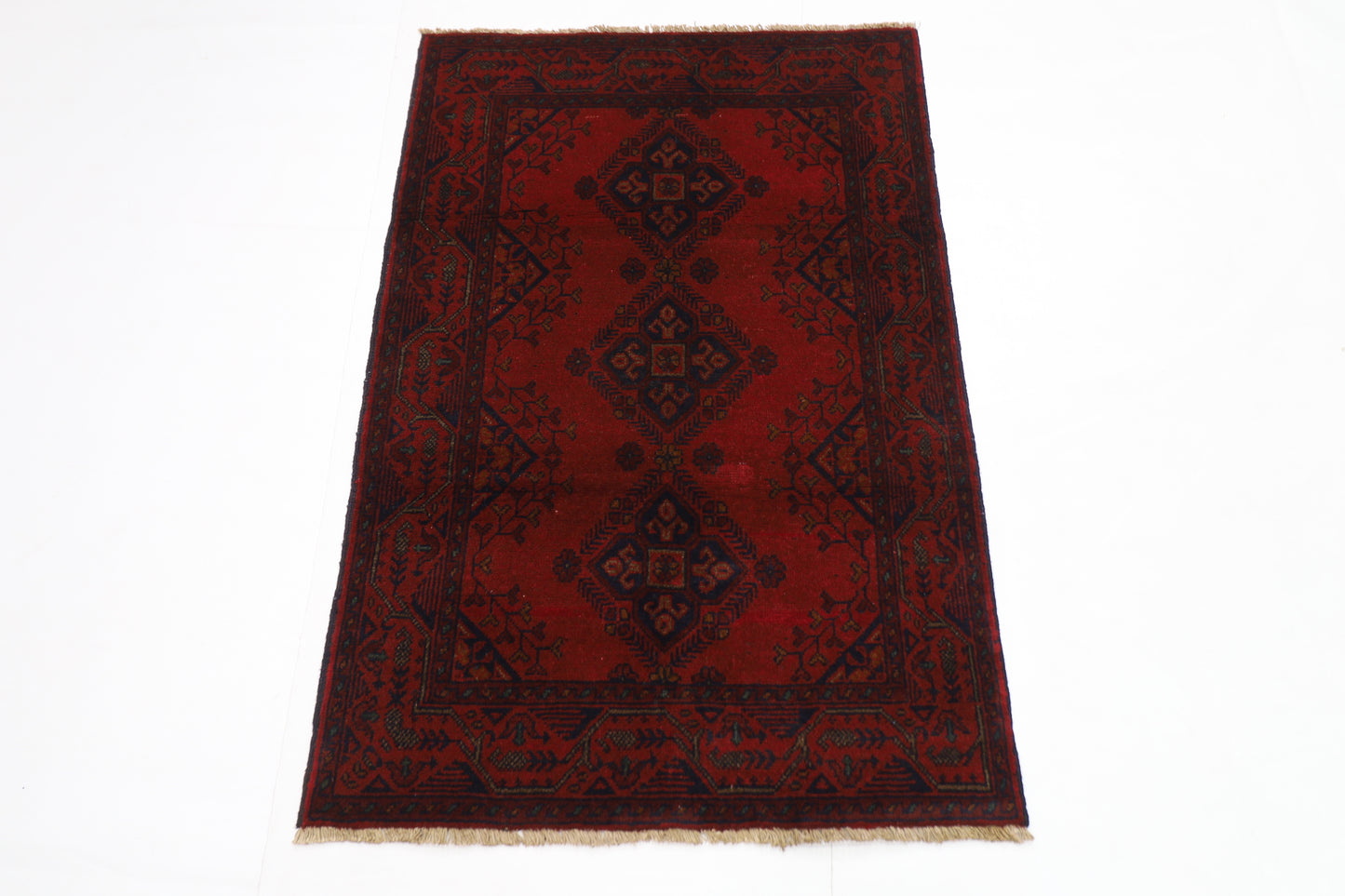 81 x 122 cm | Red Khal Mohammadi Afghan Tribal Hand Knotted Wool Carpet