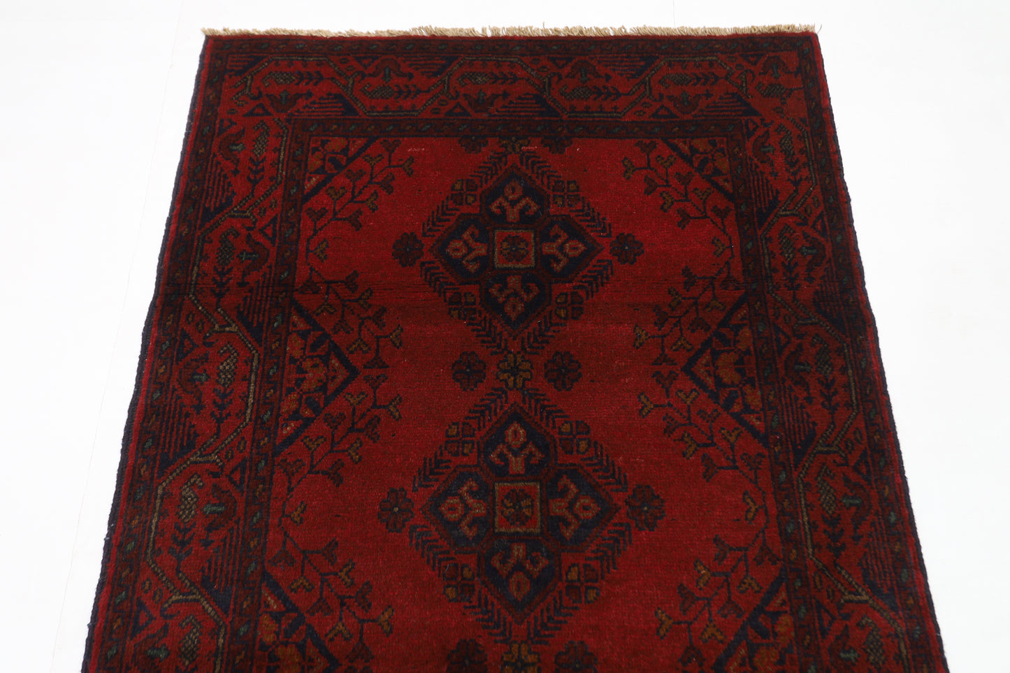 81 x 122 cm | Red Khal Mohammadi Afghan Tribal Hand Knotted Wool Carpet