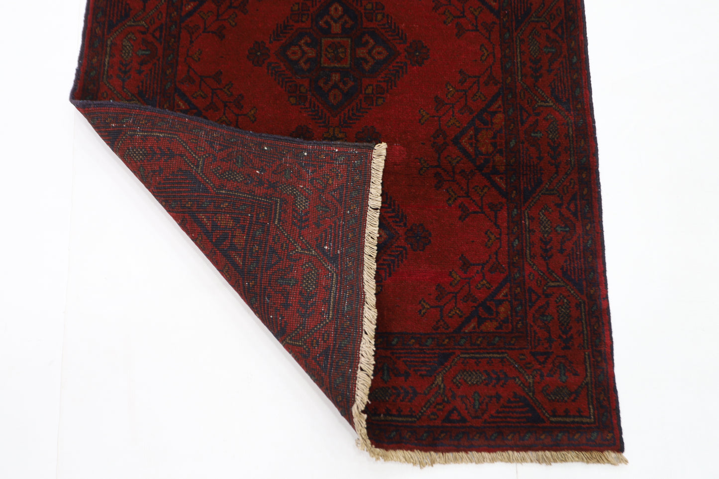 81 x 122 cm | Red Khal Mohammadi Afghan Tribal Hand Knotted Wool Carpet