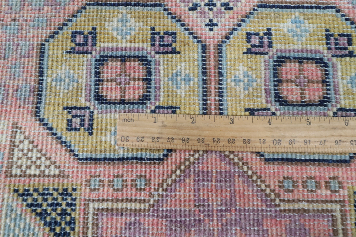 198 x 286 cm | Mamluk Pink Hand Knotted Wool Afghan Carpet