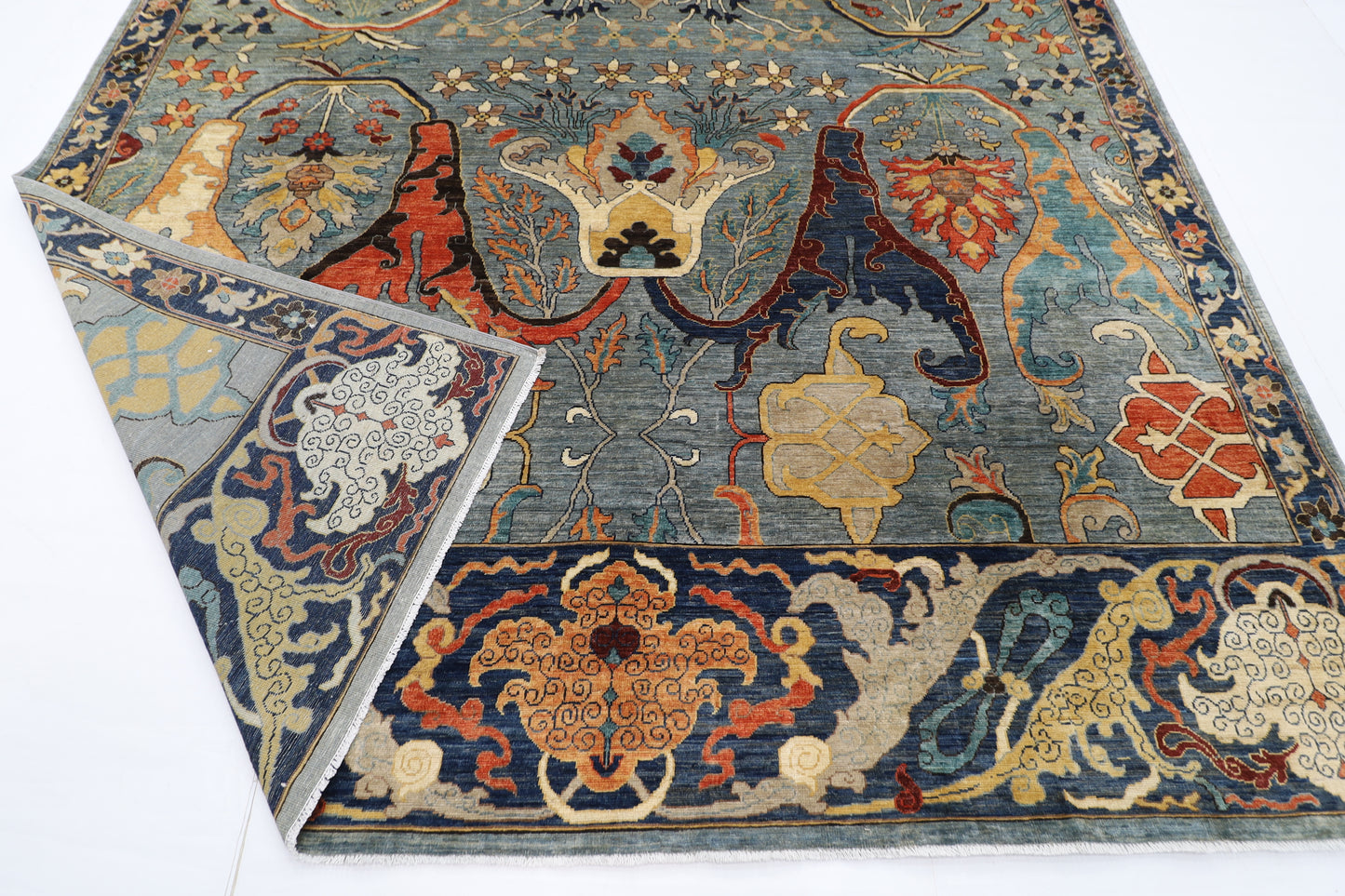 271 x 364 cm | Oriental Kawros Gray Area Rug Afghan Hand Knotted Veg Dye Wool carpet