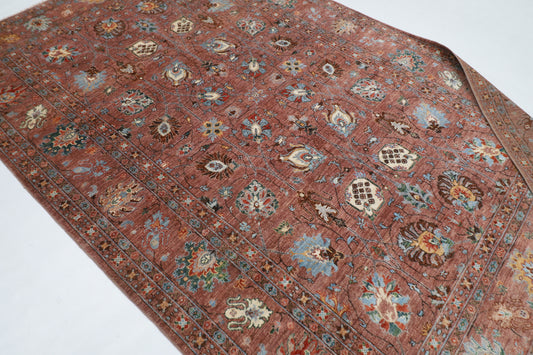 197 x 297 cm | floral Pink Tribal Area Rug Afghan Hand Knotted veg Dye Wool carpet