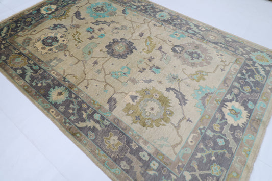 200 x 300 cm | Floral Oushak gray Tribal Area Rug Afghan Hand Knotted veg Dye Wool carpet