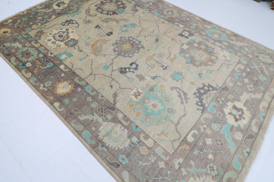 208 x 300 cm | Oushak gray Tribal Area Rug Afghan Hand Knotted veg Dye Wool carpet