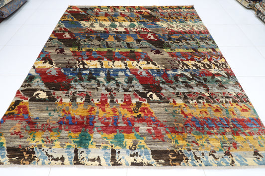 250 x 293 cm | Abstract Afghan Tribal Hand Knotted Carpet