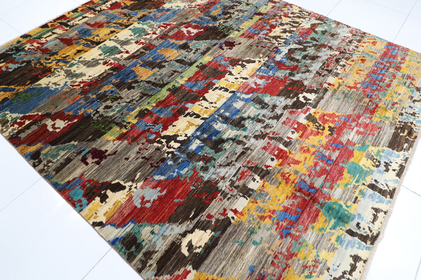 250 x 293 cm | Abstract Afghan Tribal Hand Knotted Carpet