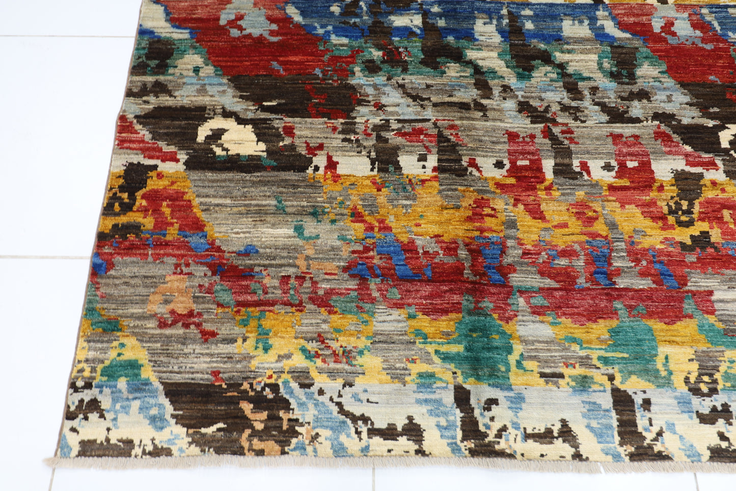 250 x 293 cm | Abstract Afghan Tribal Hand Knotted Carpet