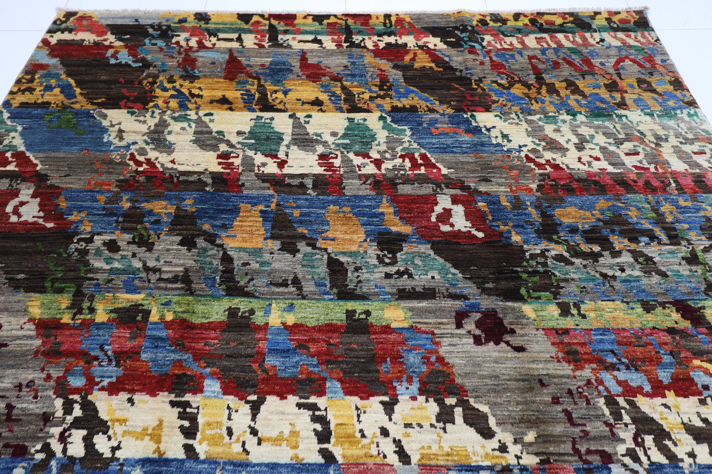 250 x 293 cm | Abstract Afghan Tribal Hand Knotted Carpet