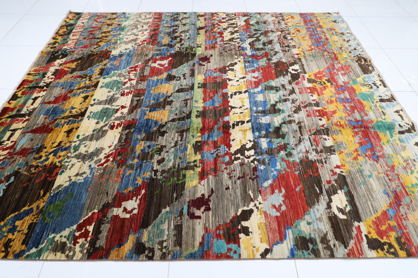 250 x 293 cm | Abstract Afghan Tribal Hand Knotted Carpet