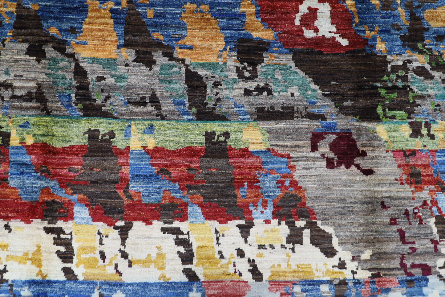 250 x 293 cm | Abstract Afghan Tribal Hand Knotted Carpet