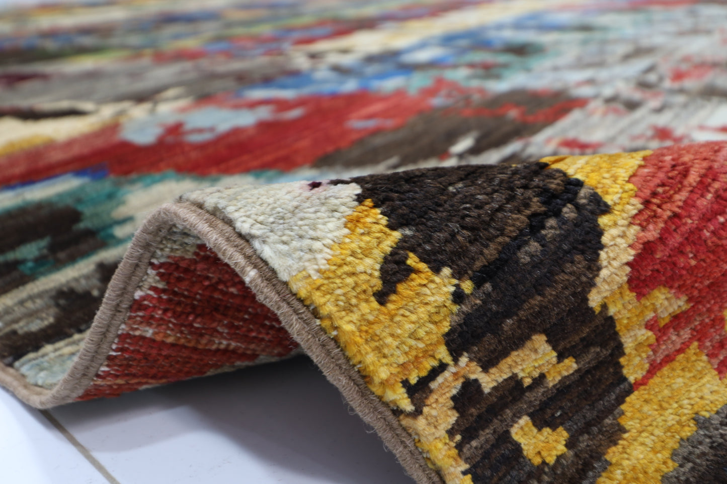 250 x 293 cm | Abstract Afghan Tribal Hand Knotted Carpet