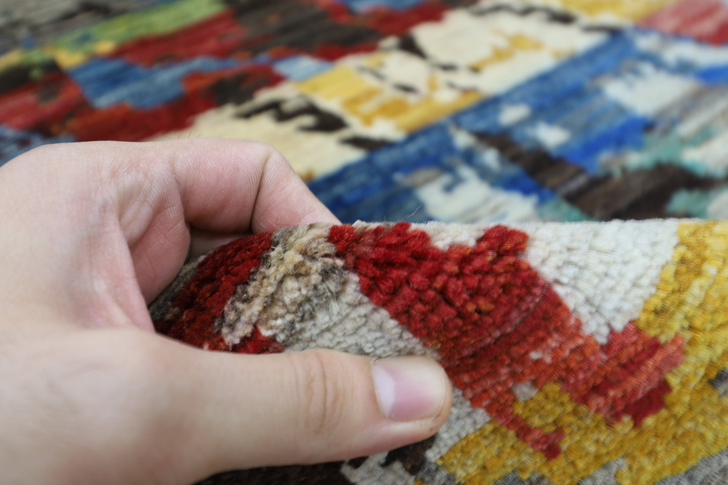 250 x 293 cm | Abstract Afghan Tribal Hand Knotted Carpet