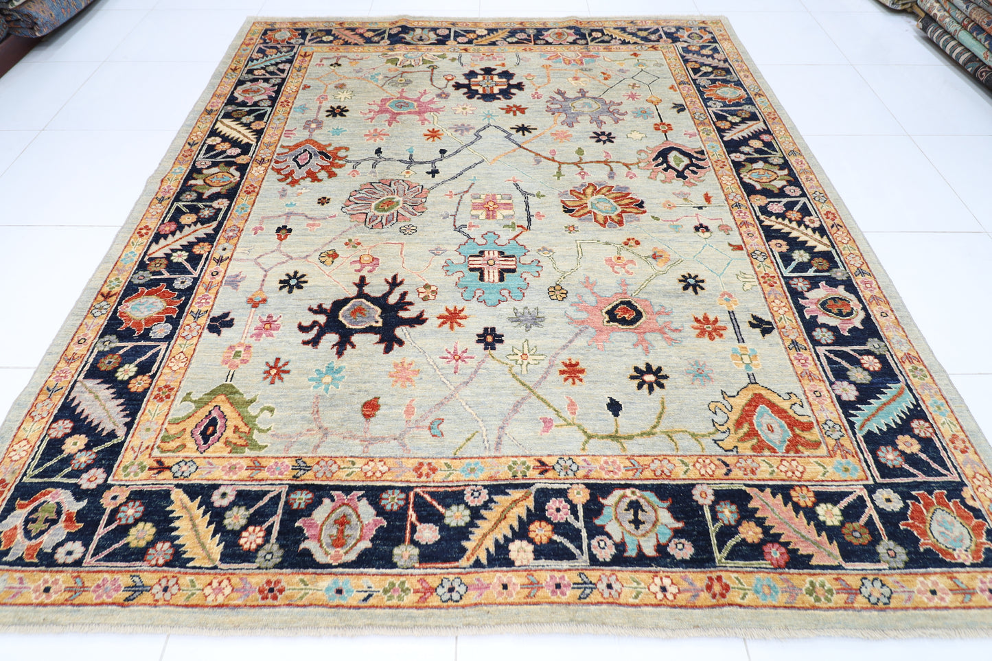 258 x 299 cm | Oushak Afghan Tribal Hand Knotted Carpet