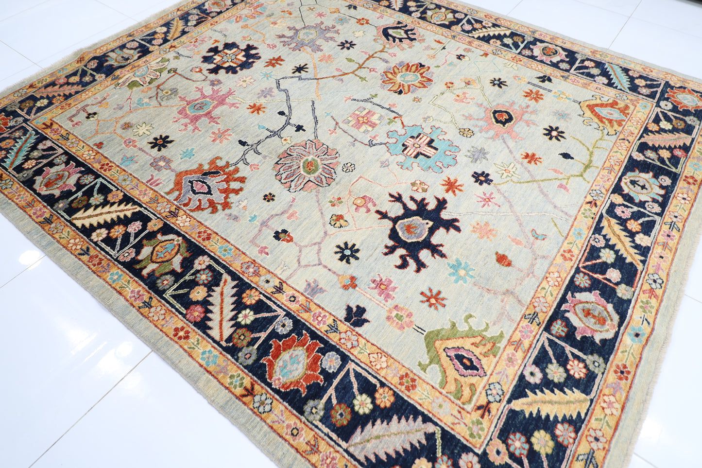 258 x 299 cm | Oushak Afghan Tribal Hand Knotted Carpet