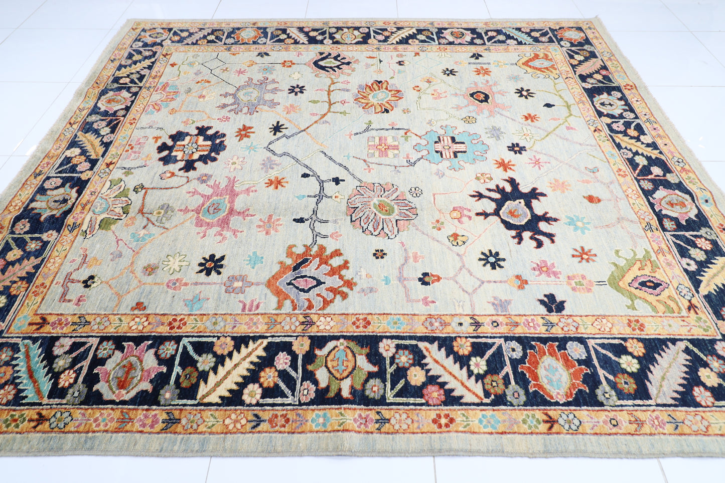 258 x 299 cm | Oushak Afghan Tribal Hand Knotted Carpet