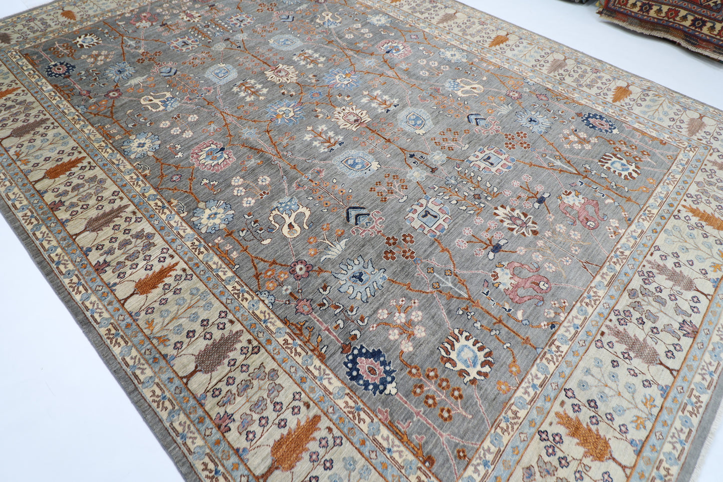 303 x 428 cm | Gray Bidjar Afghan Tribal Hand Knotted Wool Carpet