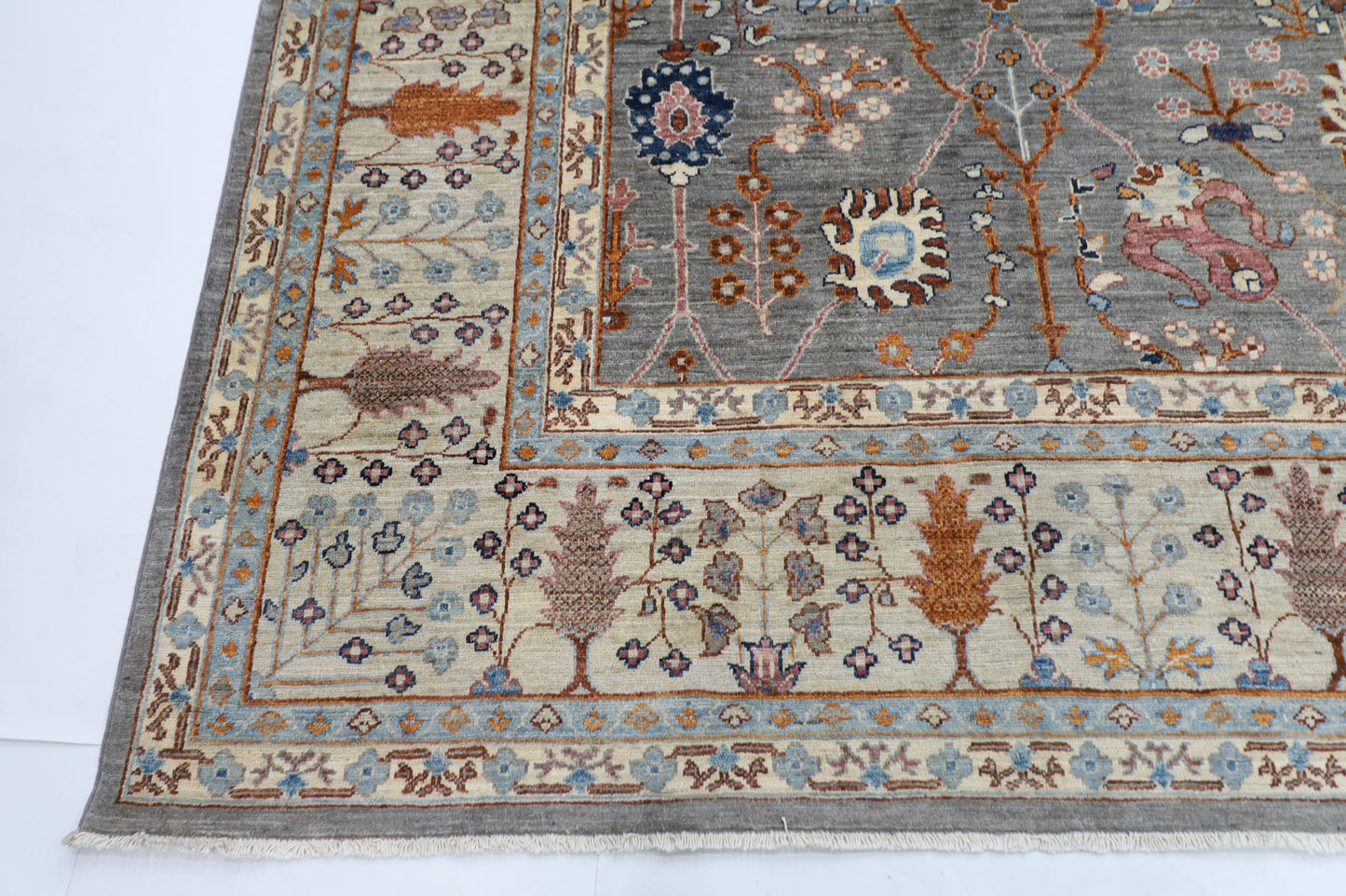 303 x 428 cm | Gray Bidjar Afghan Tribal Hand Knotted Wool Carpet