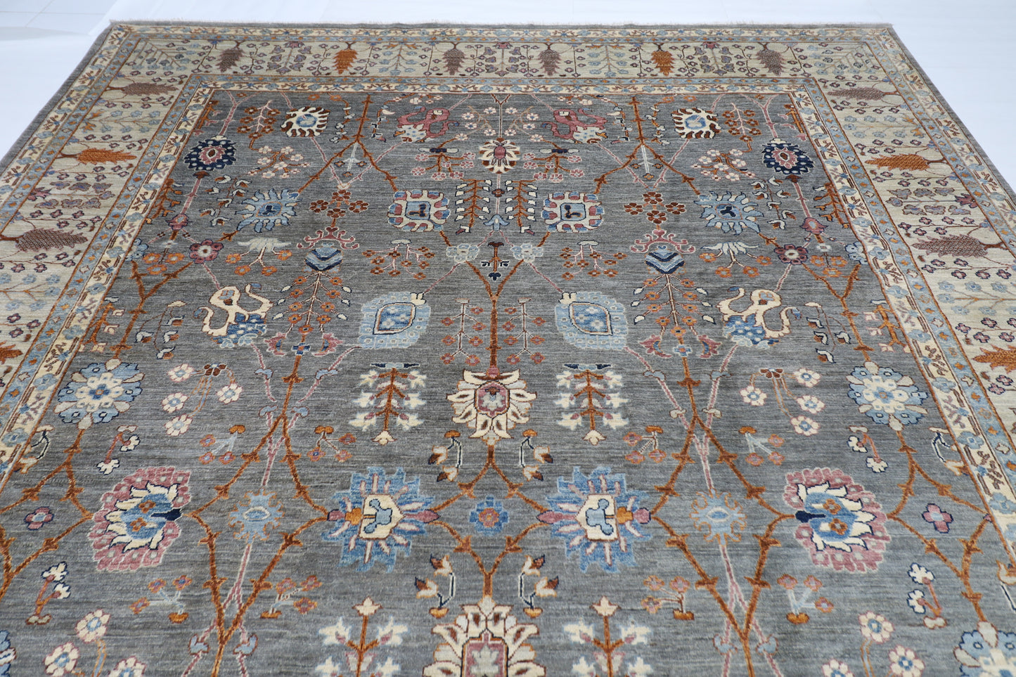 303 x 428 cm | Gray Bidjar Afghan Tribal Hand Knotted Wool Carpet