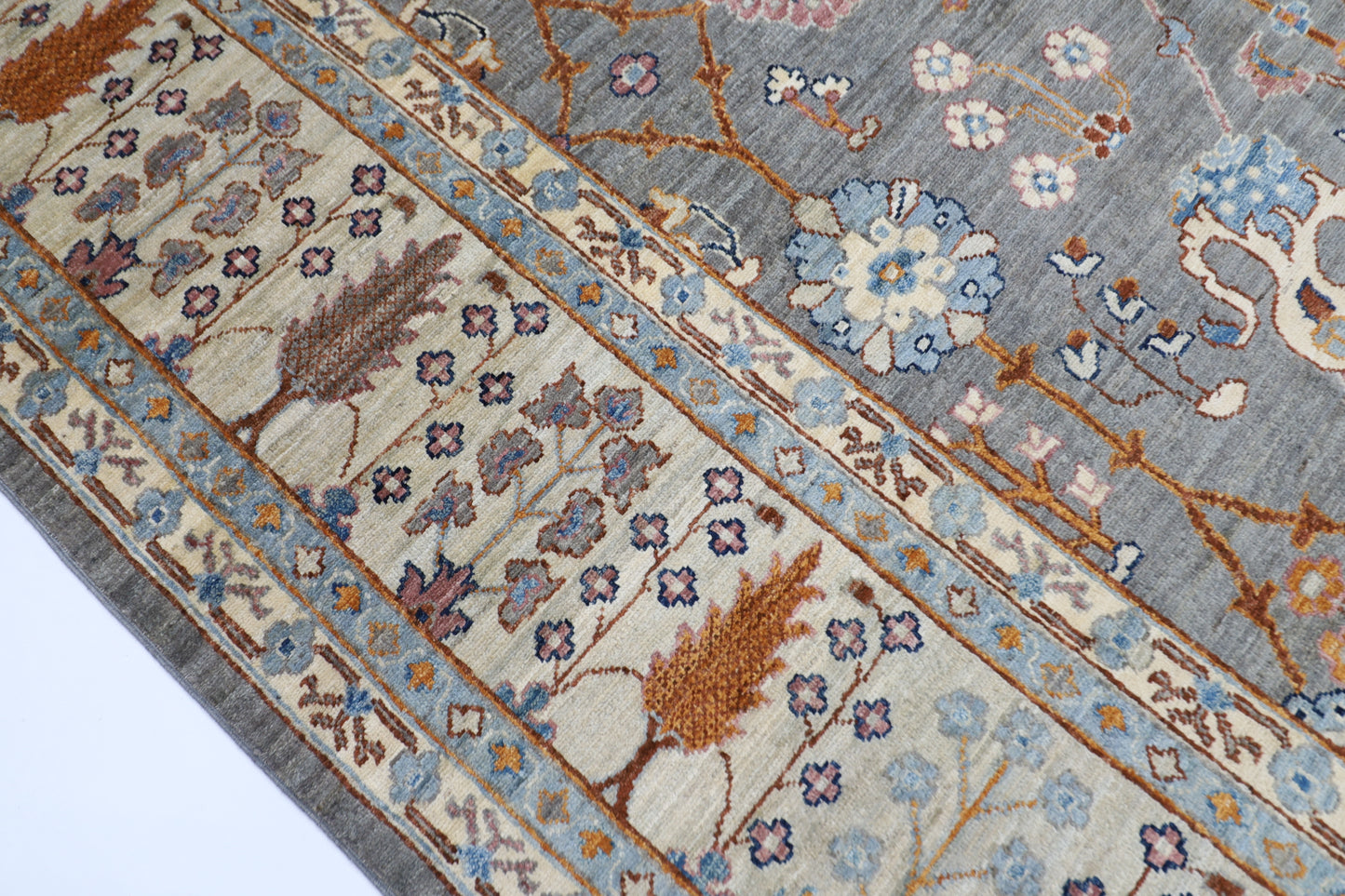303 x 428 cm | Gray Bidjar Afghan Tribal Hand Knotted Wool Carpet