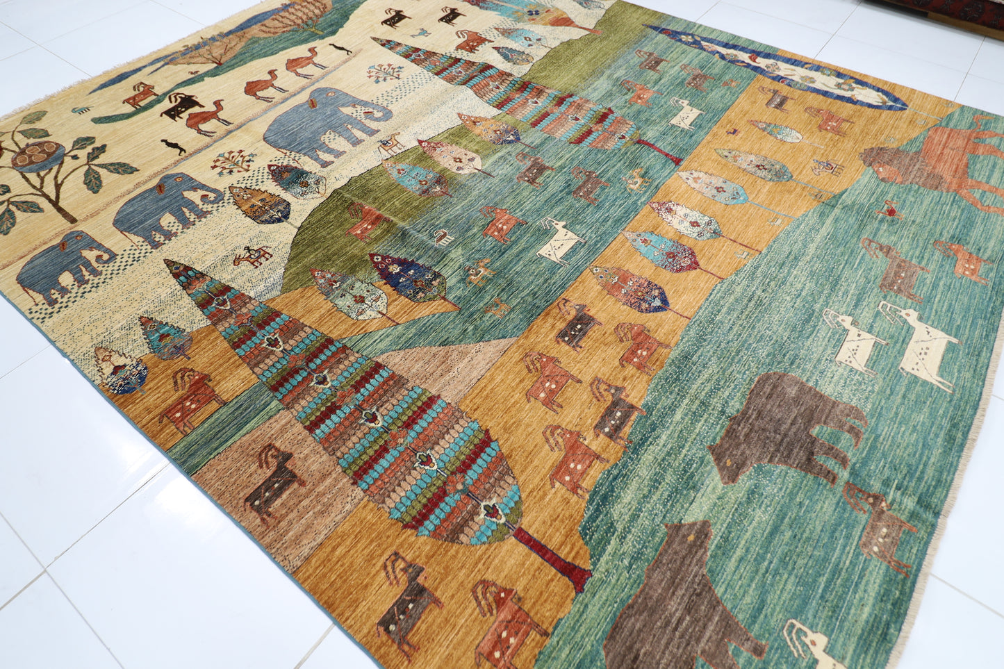 298 x 350 cm | Animal Paradise Afghan Tribal Hand Knotted Carpet