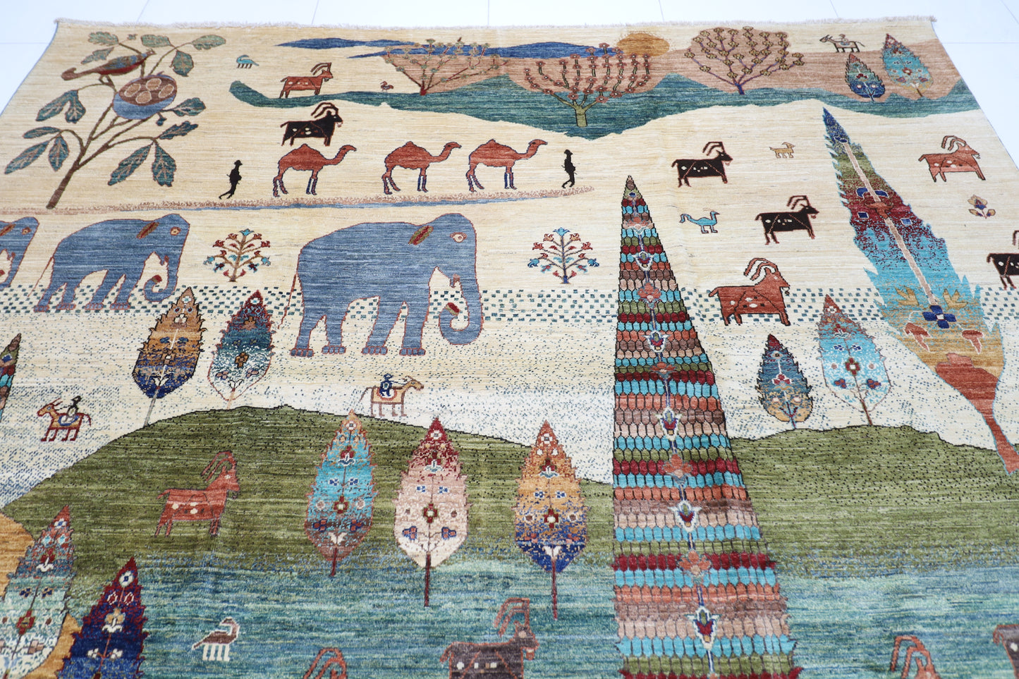 298 x 350 cm | Animal Paradise Afghan Tribal Hand Knotted Carpet