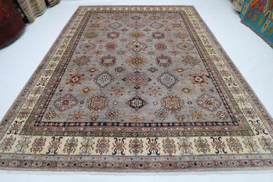 277 x 361 cm | Kazak Afghan Tribal Hand Knotted Wool Carpet