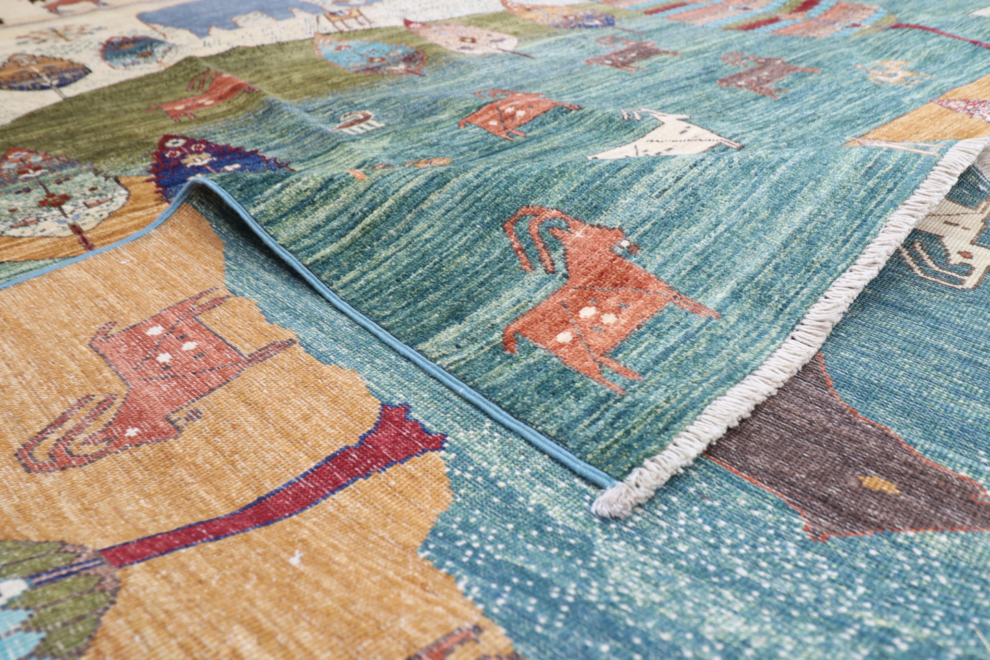 298 x 350 cm | Animal Paradise Afghan Tribal Hand Knotted Carpet