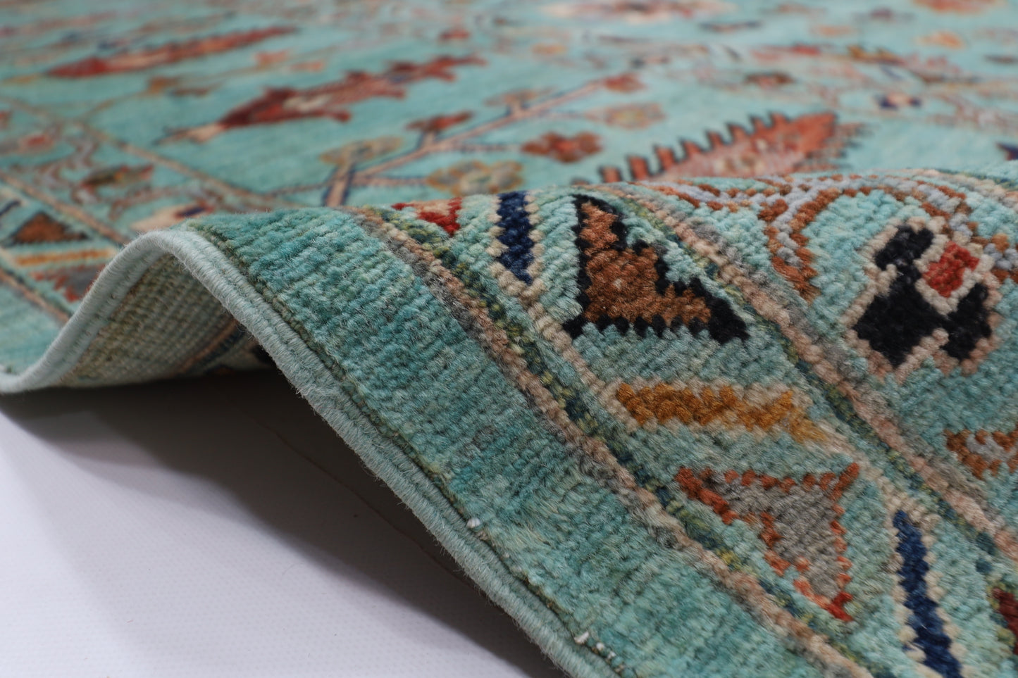 305 x 409 cm | Sultani Turquoise Afghan Tribal Hand Knotted Wool Carpet