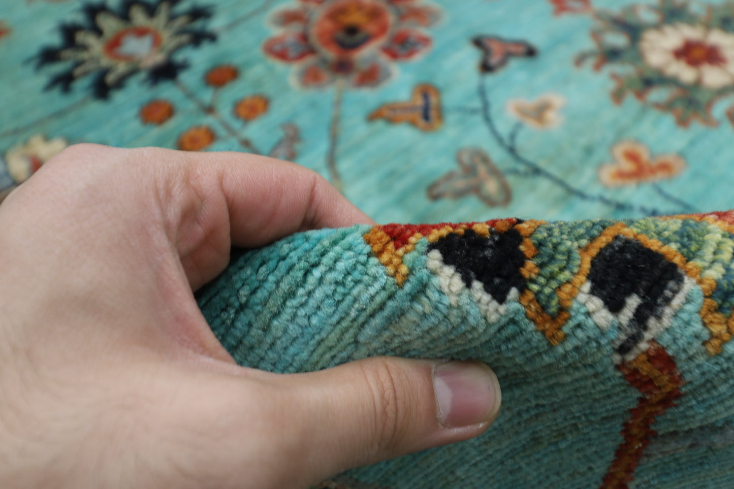 305 x 409 cm | Sultani Turquoise Afghan Tribal Hand Knotted Wool Carpet