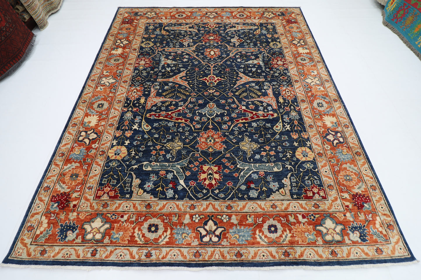 244 x 298 cm | Bidjar Navy Afghan Tribal Hand Knotted Wool Carpet