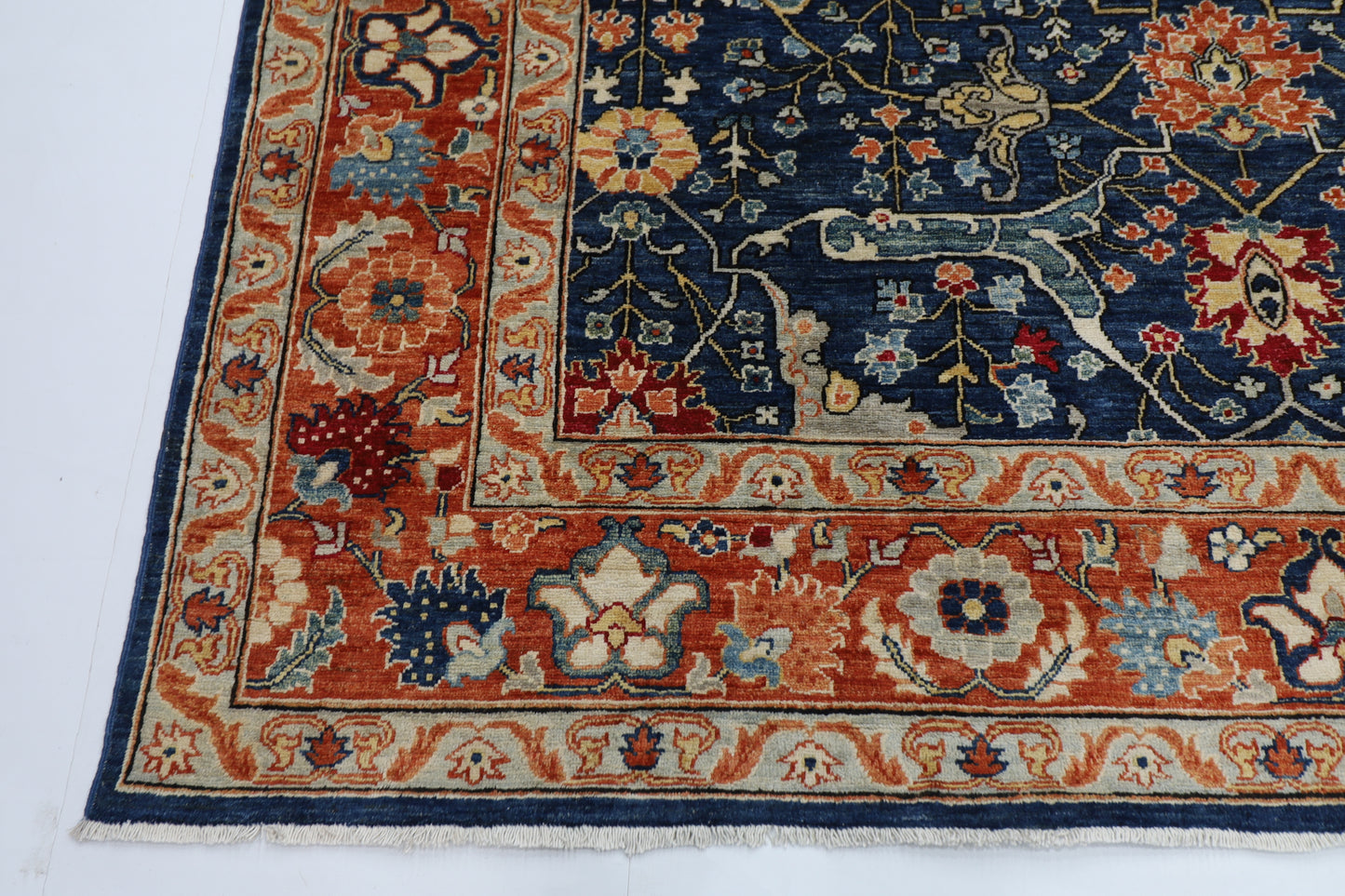 244 x 298 cm | Bidjar Navy Afghan Tribal Hand Knotted Wool Carpet