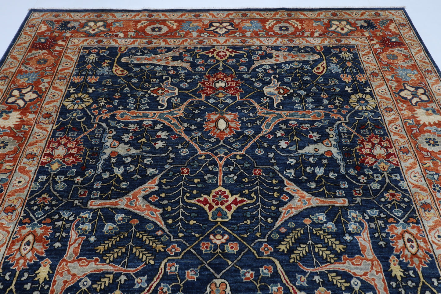 244 x 298 cm | Bidjar Navy Afghan Tribal Hand Knotted Wool Carpet