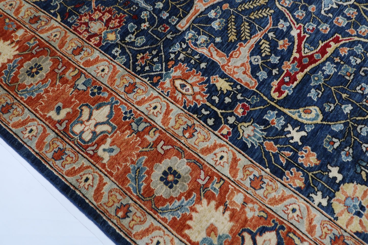 244 x 298 cm | Bidjar Navy Afghan Tribal Hand Knotted Wool Carpet