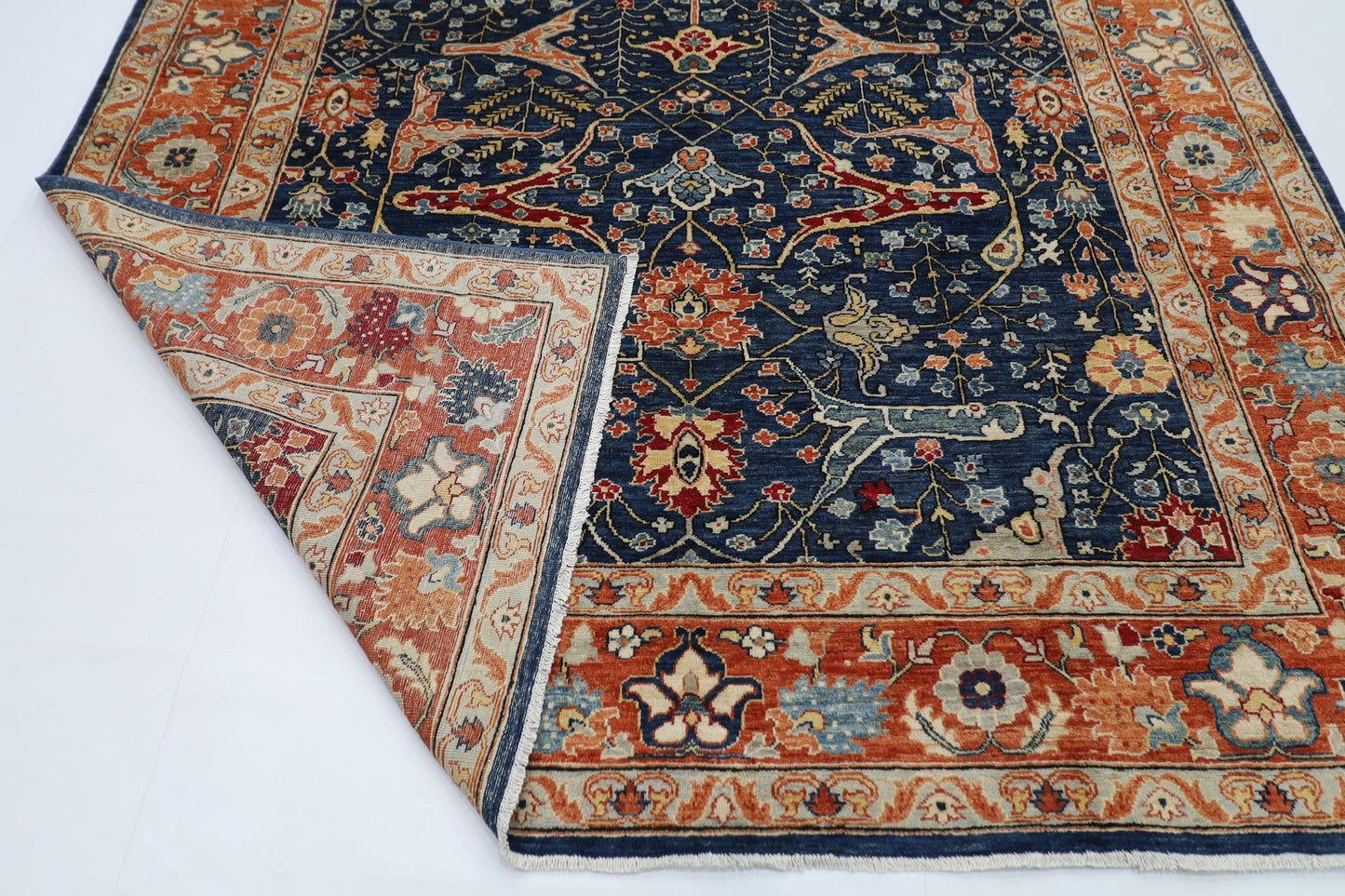 244 x 298 cm | Bidjar Navy Afghan Tribal Hand Knotted Wool Carpet
