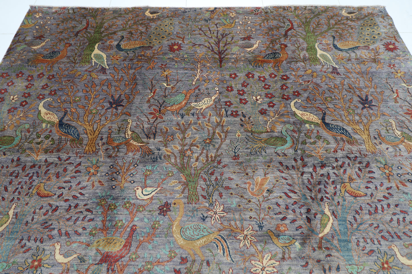 278 x 359 cm | Birds Afghan Tribal Hand Knotted Carpet