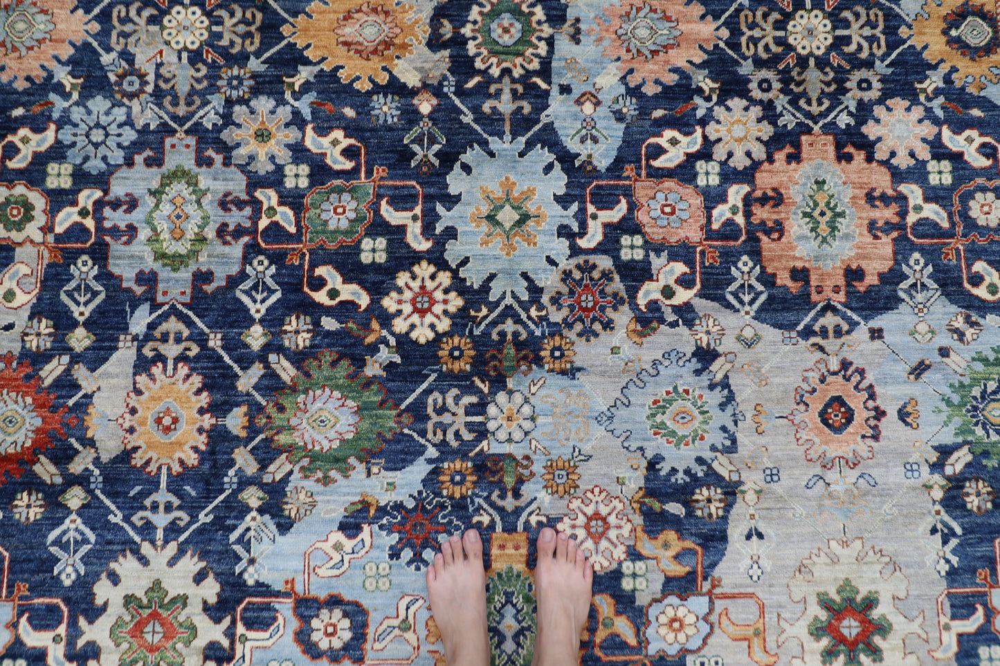 299 x 420 cm | Abstract Bidjar Afghan Tribal Hand Knotted Wool Carpet
