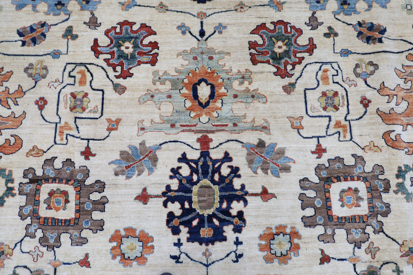 308 x 413 cm | Beige Afghan Tribal Hand Knotted Wool Carpet