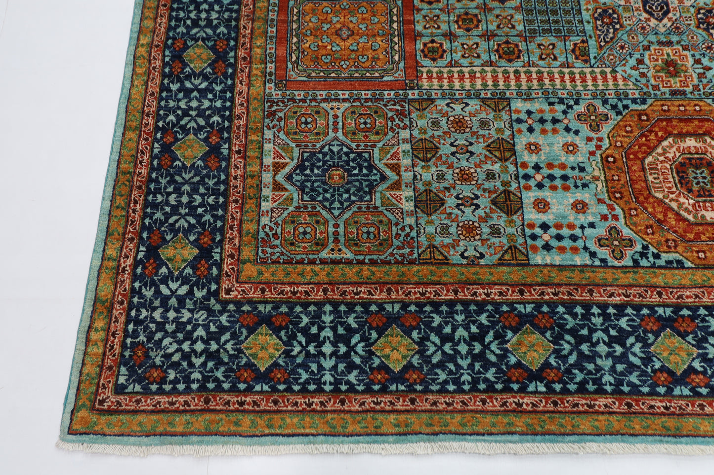 250 x 300 cm | Mamluk Turquoise Afghan Tribal Hand Knotted Wool Carpet