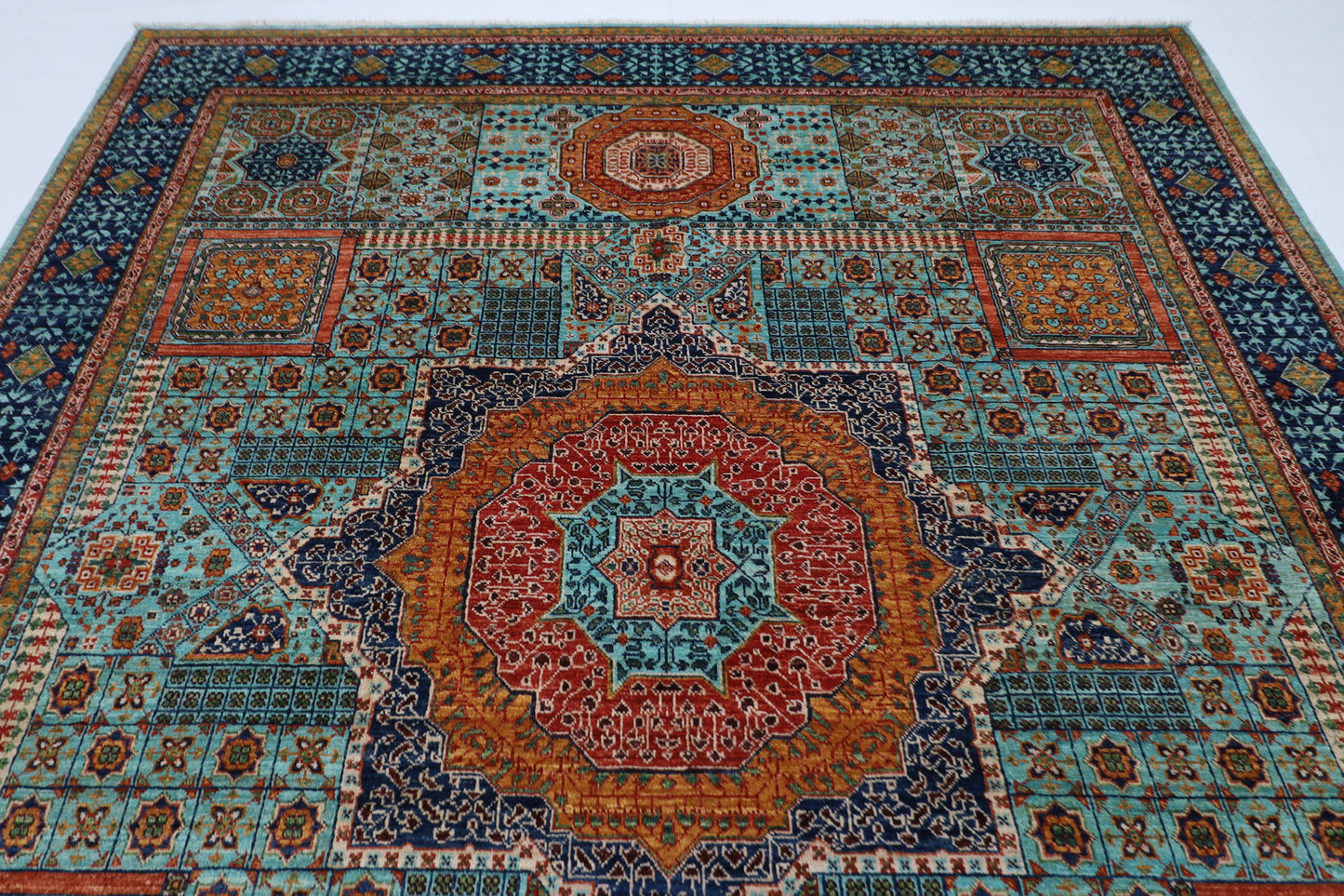 250 x 300 cm | Mamluk Turquoise Afghan Tribal Hand Knotted Wool Carpet