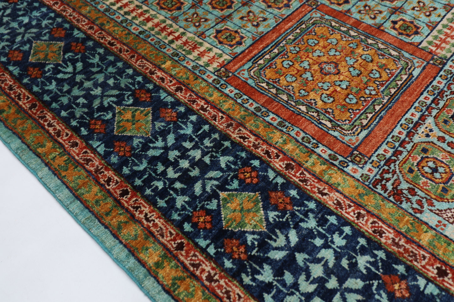 250 x 300 cm | Mamluk Turquoise Afghan Tribal Hand Knotted Wool Carpet