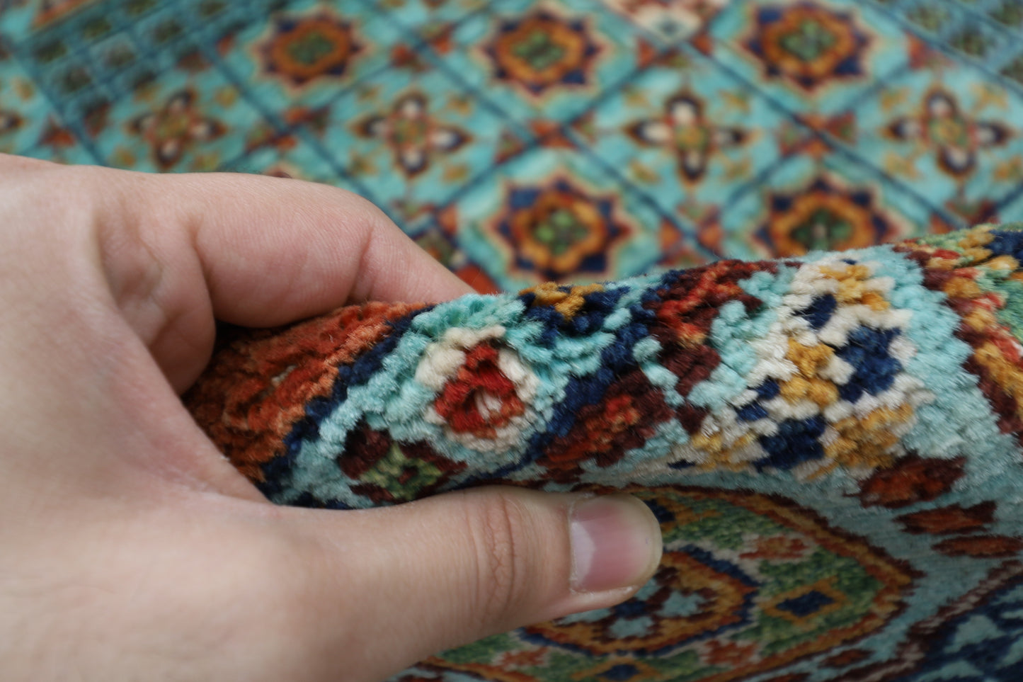 250 x 300 cm | Mamluk Turquoise Afghan Tribal Hand Knotted Wool Carpet