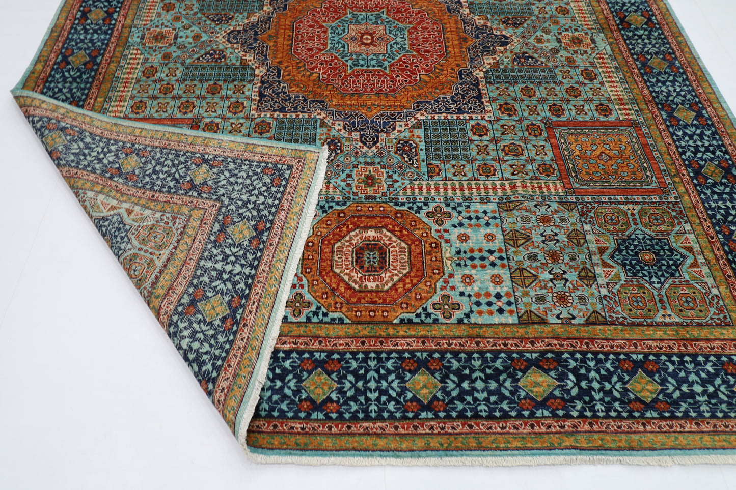 250 x 300 cm | Mamluk Turquoise Afghan Tribal Hand Knotted Wool Carpet