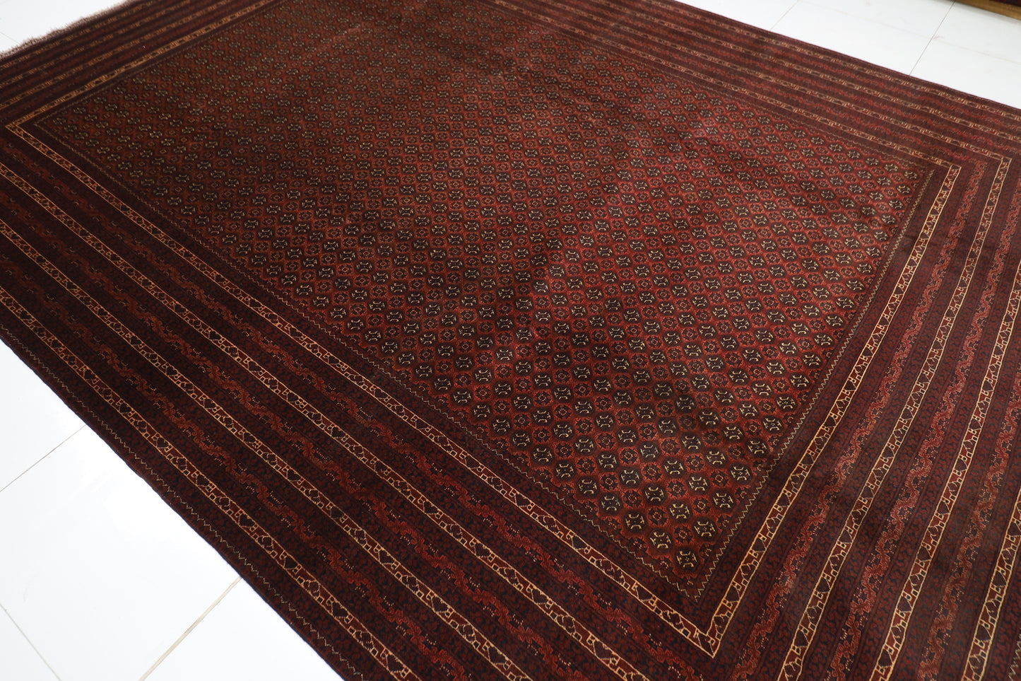 292 x 398 cm | Bokhara Afghan Tribal Hand Knotted Carpet