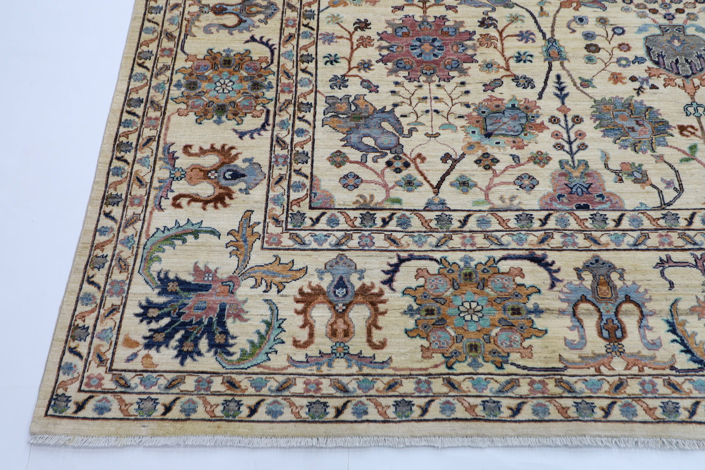 303 x 416 cm | Sultani Beige Afghan Tribal Hand Knotted Wool Carpet