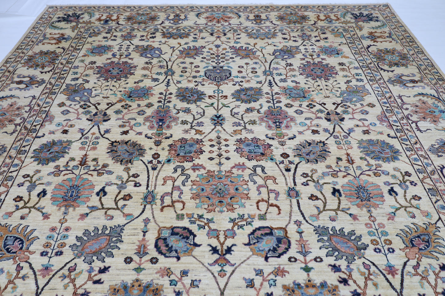 303 x 416 cm | Sultani Beige Afghan Tribal Hand Knotted Wool Carpet