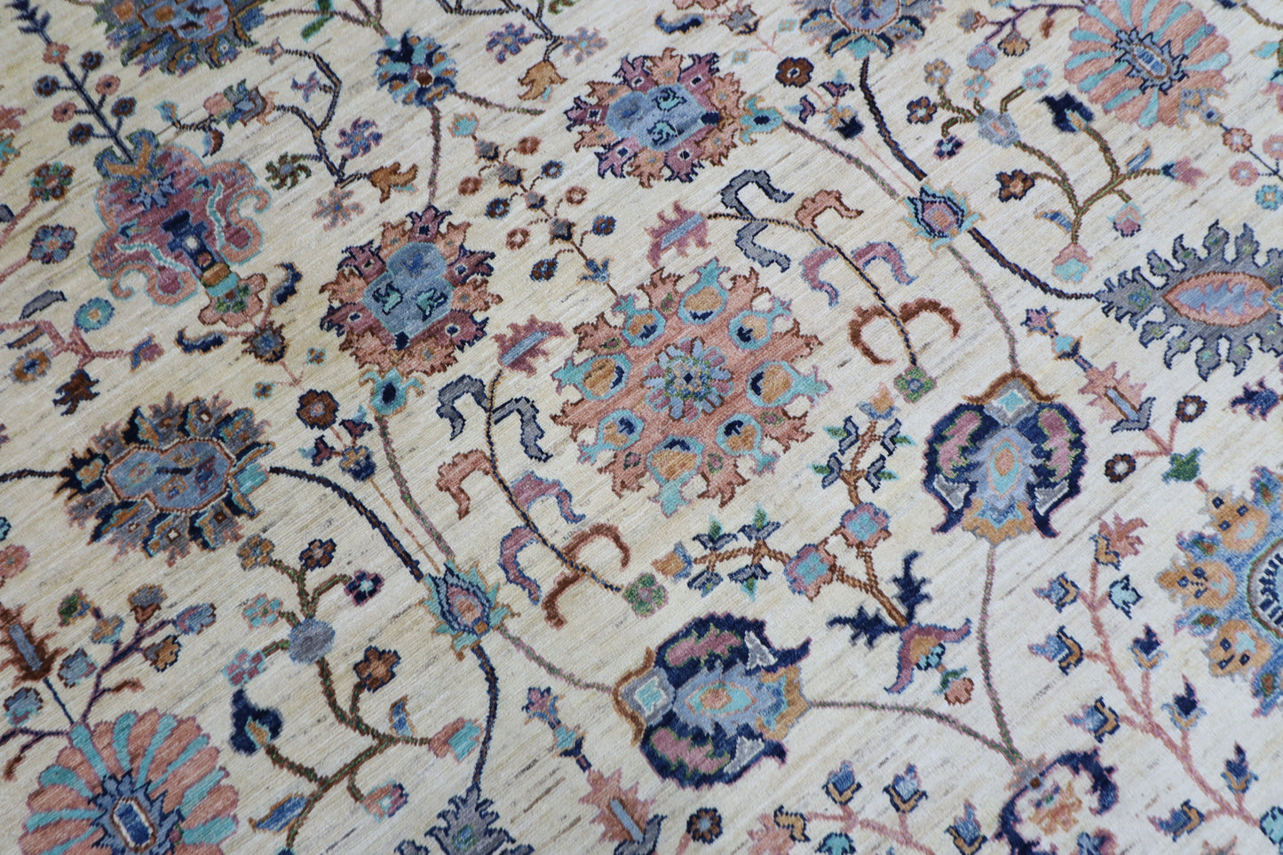303 x 416 cm | Sultani Beige Afghan Tribal Hand Knotted Wool Carpet